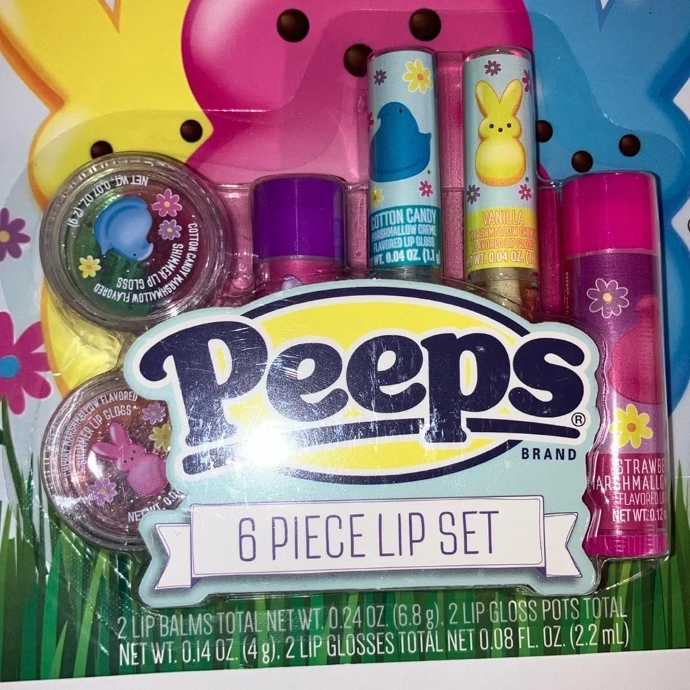 Peeps 6 Piece Lip Set & Press On Nails Set New in Padk